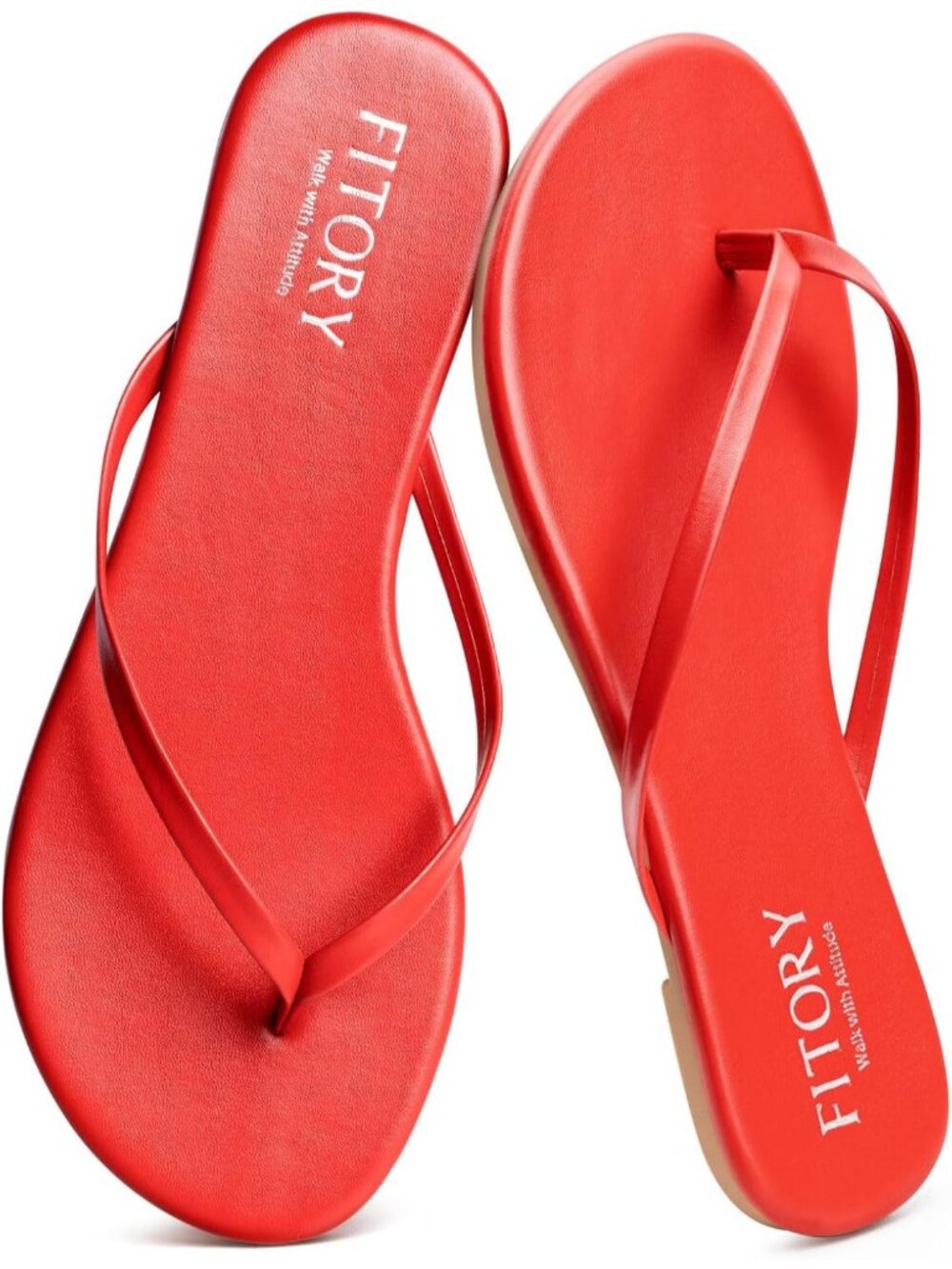 Women’s Red Summer Comfortable Flip Flops Casual Thong Walking Slide Flats